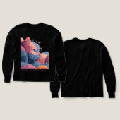 猫お洒落フローラTee for girls (デザイン 正面＆背面)