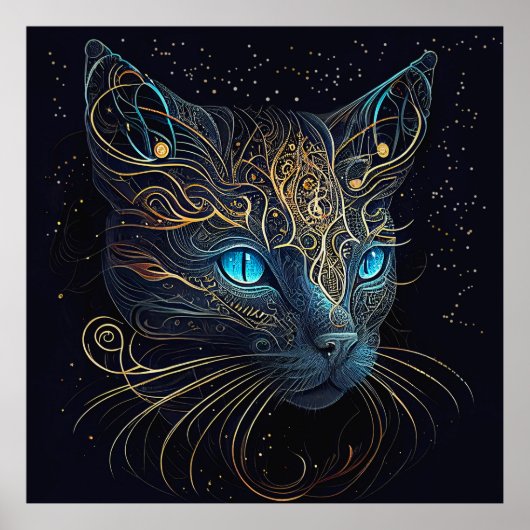 猫お洒落ポスター ポスター (正面)