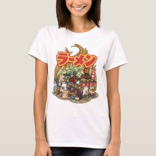 猫お洒落ラーメン店 Tシャツ (正面)