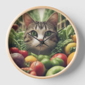 猫お洒落付き壁時計とフルーツデザイン 壁時計 (正面)