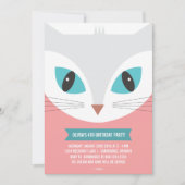 猫お洒落子供の誕生日パーティの招待状 招待状 (正面)