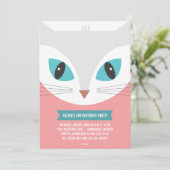 猫お洒落子供の誕生日パーティの招待状 招待状 (スタンド正面)