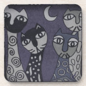 猫お洒落抽象芸術織物アート コースター (正面)