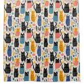 猫お洒落柄シャワーカーテン シャワーカーテン (正面)