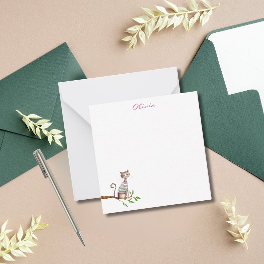 猫お洒落母猫好きかわいい水彩カスタム ノートカード