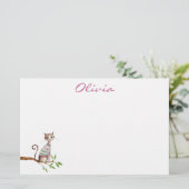 猫お洒落母猫好きかわいい水彩カスタム 便箋 (スタンド正面)