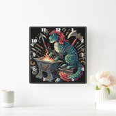 猫お洒落鍛造ファンタジー工房 スクエア壁時計 (ホーム)