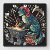 猫お洒落鍛造ファンタジー工房 スクエア壁時計 (正面)