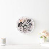 猫お洒落顔フェラ魅力的インデザイン ラウンド壁時計 (ホーム)