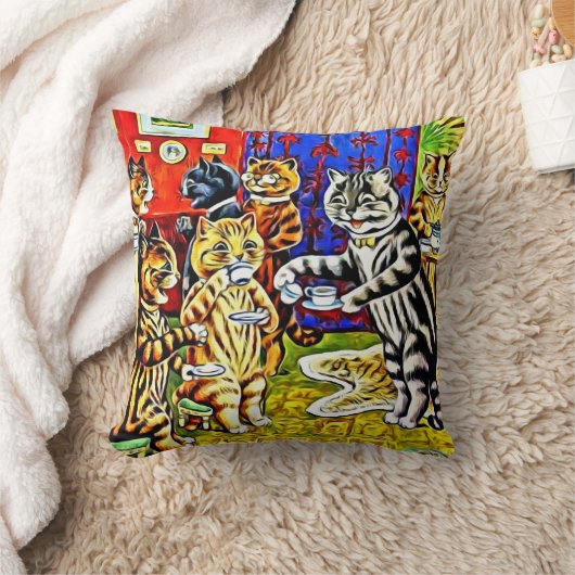 "猫お茶会"はルイWain猫の枕を様式化しました クッション (ブランケット)