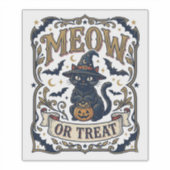 猫かお菓子か猫 ハロウィーン 怖い猫 ビンテージVec シール (正面)