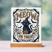 猫かお菓子か 猫 ハロウィン スプーキー 猫 ヴィンテージ Vec アクリルサイン (ニュートラル)