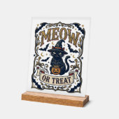 猫かお菓子か 猫 ハロウィン スプーキー 猫 ヴィンテージ Vec アクリルサイン (傾斜)