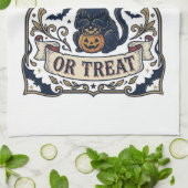 猫かお菓子か 猫 ハロウィン スプーキー 猫 ヴィンテージ Vec キッチンタオル (折り畳み)