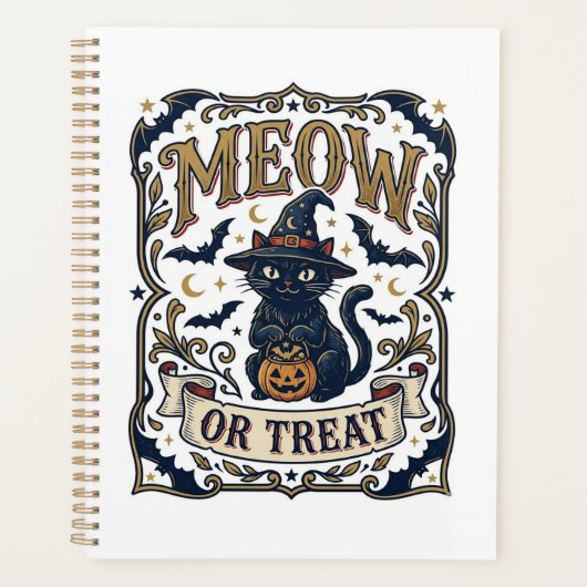 猫かお菓子か 猫 ハロウィン スプーキー 猫 ヴィンテージ Vec プランナー手帳 (正面)