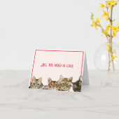 猫からのピンクのバレンタインカード カード (黄色い花)