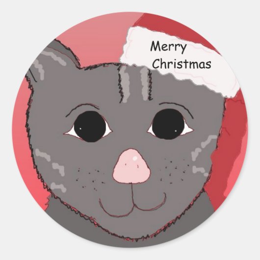 猫からのメリークリスマス ラウンドシール (正面)