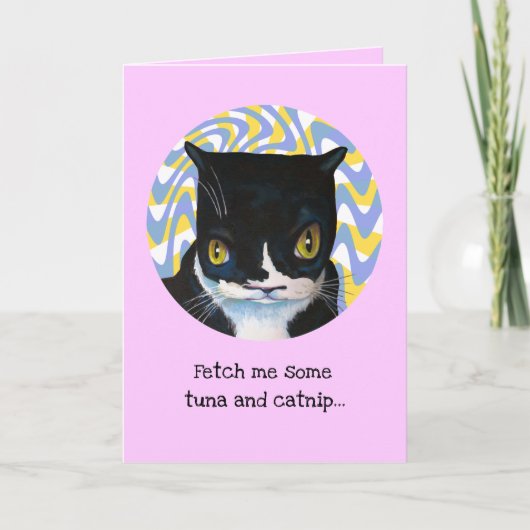 猫からの面白い誕生日カード カード (正面)