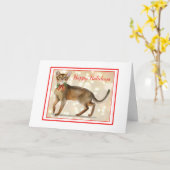 猫から猫へのクリスマスグリーティングカード カード (黄色い花)