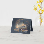 猫から贈られた神秘的なハロウィンカード カード (黄色い花)