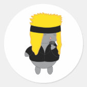 猫かわいいヘアメタルバンドシンガー ラウンドシール (正面)