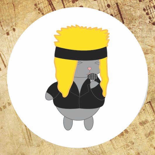 猫かわいいヘアメタルバンドシンガー ラウンドシール