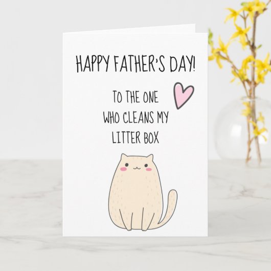 猫かわいいユーモアあふれる父おもしろいの日 カード (黄色い花)