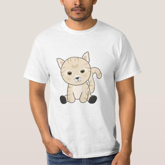 猫かわいい動物ファーノーズ虎猫ベージュ猫 Tシャツ (正面)