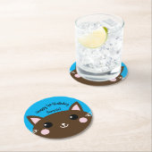猫かわいい子猫カラフルの第1回誕生日パーティーテーマ ラウンドペーパーコースター (インサイチュ)