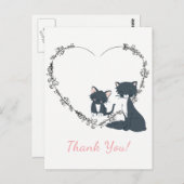 猫かわいらしと子猫と花ハートありがとう ポストカード (正面/裏面)