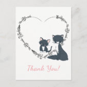 猫かわいらしと子猫と花ハートありがとう ポストカード (正面)