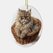 猫かわいらしベッドの茶色の虎猫ペルシャ猫 セラミックオーナメント (右)