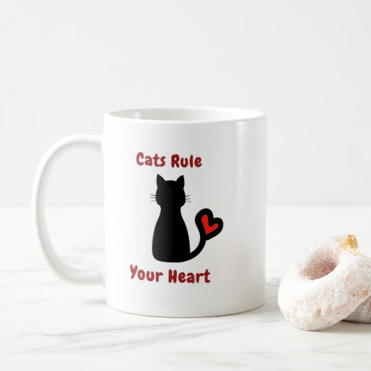 猫があなたのハートを支配 コーヒーマグカップ (ドーナツ)