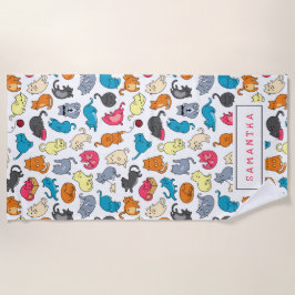 猫がいけな人を引っ張るパーソナライズされた ビーチタオル