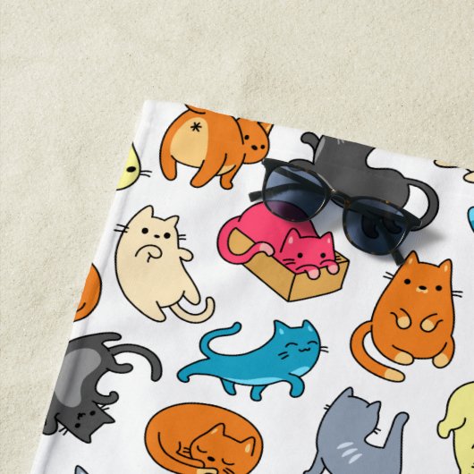 猫がいけな人を引っ張るパーソナライズされた ビーチタオル (インサイチュ)