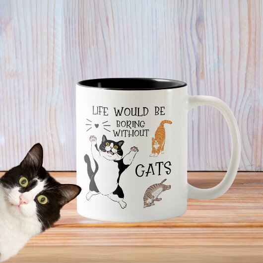 猫がいない生活は退屈で可愛いおもしろい ツートーンマグカップ