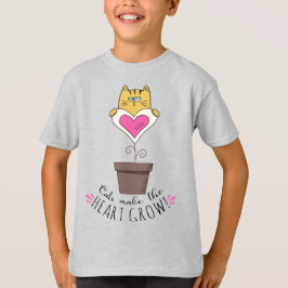 猫がいるから心が育つ Tシャツ - グレー