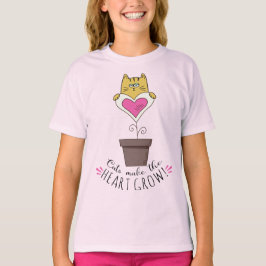 猫がいるから心が育つ Tシャツ - ピンク