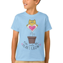 猫がいるから心が育つ Tシャツ - ブルー