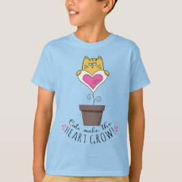 猫がいるから心が育つ Tシャツ - ブルー