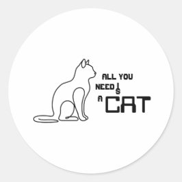 猫がいるだけで幸せ ミニマリスト丸型ステッカー ラウンドシール