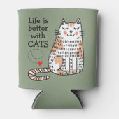 猫がいると人生はもっと楽しい ドゥードル 缶クーラー (正面)