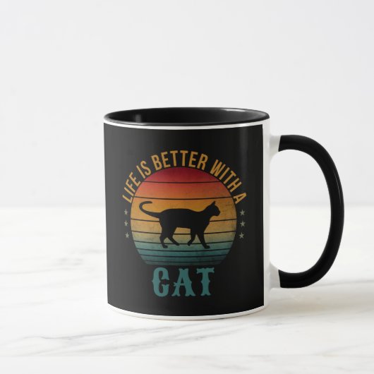 猫がいると人生はもっと楽しい マグカップ (右)