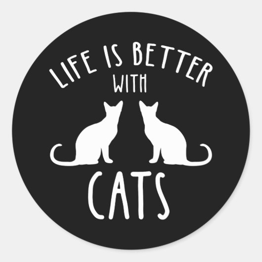 猫がいると生活はもっと楽しい ラウンドシール (正面)