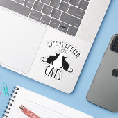 猫がいると生活はもっと楽しくなる シール (ノートパソコンとiPhone)