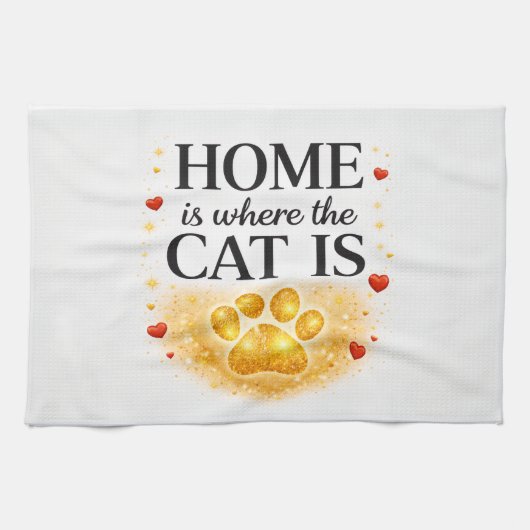 猫がいるのが家 キッチン タオル 16X24 (横)