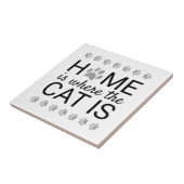 猫がいる場所がおうち Silver Foil Paw Prints タイル (側面)
