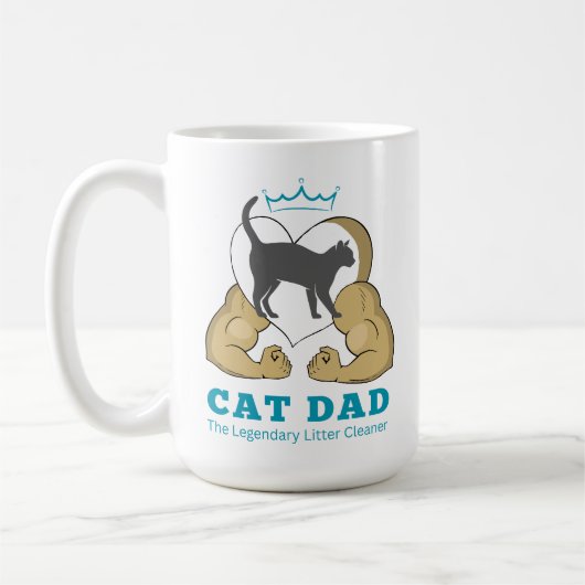 猫がいる大きなパパ筋の腕ハート コーヒーマグカップ (左)