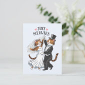 猫がいる幸せな結婚生活 ふざけたネコのウェディング ポストカード (スタンド正面)
