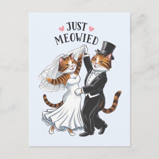 猫がいる幸せな結婚生活 ふざけたネコのウェディング ポストカード (正面)